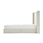 Carmen - King Size Upholstered Wingback Bed - Ivory - R&R Furniture Gallery (Fountain Valley, CA)