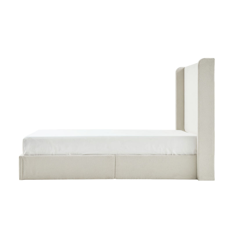 Carmen - King Size Upholstered Wingback Bed - Ivory - R&R Furniture Gallery (Fountain Valley, CA)