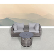Rattan Patio Set With Comfortable Cushions And Fire Pit - R&R Furniture Gallery (Fountain Valley, CA)