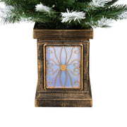 Artificial Christmas 3 Piece Set Wreath And 2 Entrance Trees With LED Lights - White / Green - R&R Furniture Gallery (Fountain Valley, CA)