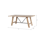 Rustic Dining Table With Metal Support - Natural - R&R Furniture Gallery (Fountain Valley, CA)