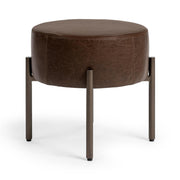 Classic Home Aimie accent stool with a wooden seat and tapered legs, ideal for living rooms or bedrooms.