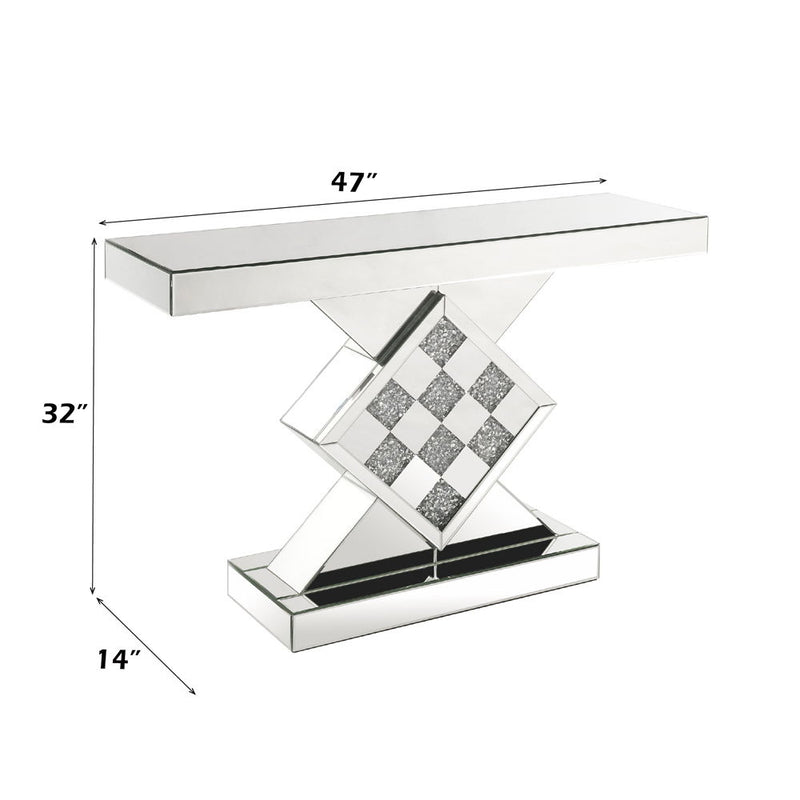 Noralie - 47" X 14" Console Table - Mirrored & Faux Diamonds - R&R Furniture Gallery (Fountain Valley, CA)