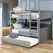 DreamHaus bunk bed with twin size trundle, featuring sturdy wooden frame and space-saving design for kids' bedrooms.