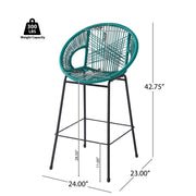 Noble House Ferrara outdoor patio barstool set of 2 with metal frames and woven seats, perfect for outdoor dining and entertaining.