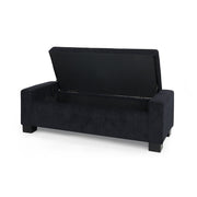 Noble House textured fabric ottoman bench with hinged lid, showcasing a plush upholstered surface and sturdy wooden legs.