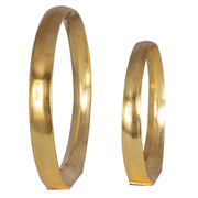 Gold Jimena Ring Sculptures set of 2 by Uttermost, featuring modern abstract ring designs on sleek bases.