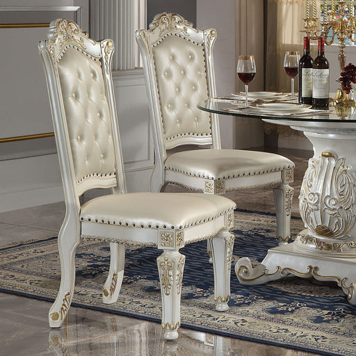 Vendome - Synthetic Leather Side Chair (Set of 2) - Antique Pearl - R&R Furniture Gallery (Fountain Valley, CA)