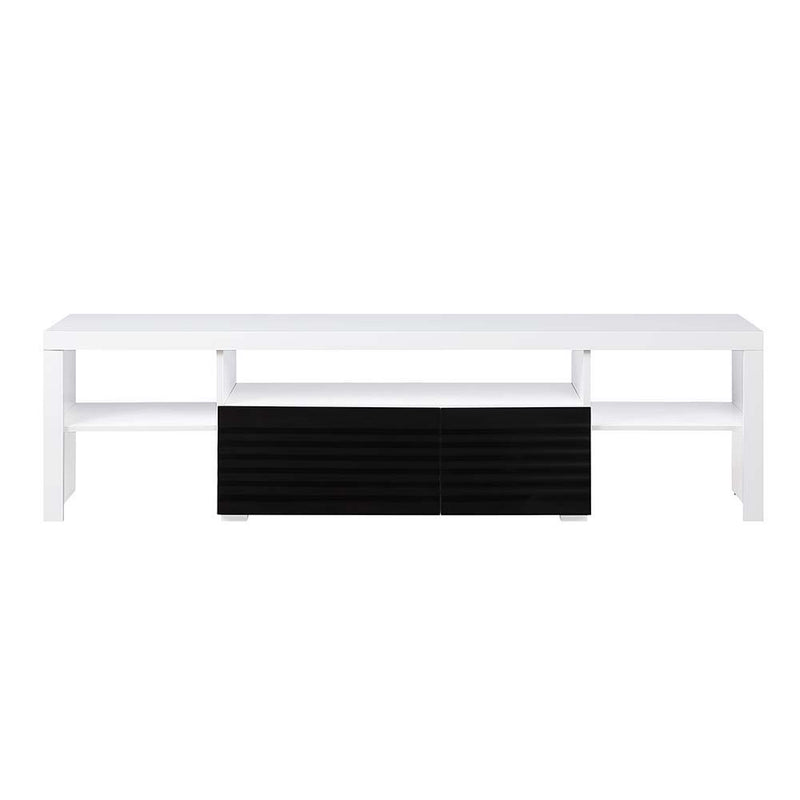 Buck II - TV Stand - White & Black High Gloss - R&R Furniture Gallery (Fountain Valley, CA)