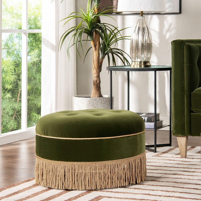 Yolanda - Round Upholstered Accent Ottoman - R&R Furniture Gallery (Fountain Valley, CA)