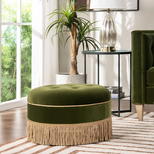 Yolanda - Round Upholstered Accent Ottoman - R&R Furniture Gallery (Fountain Valley, CA)