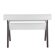 Lumi Source Wishbone contemporary desk with lift top, gray and white finish, modern design, and clean lines.