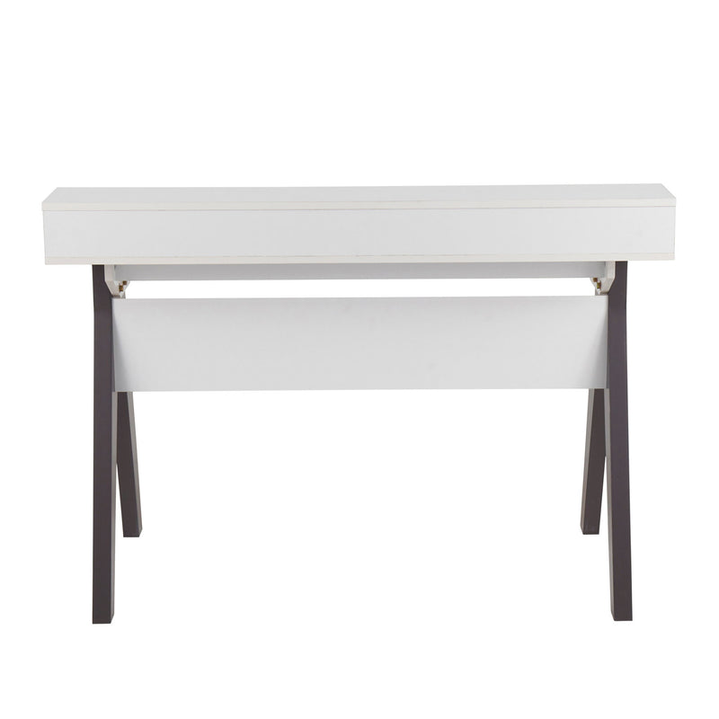 Lumi Source Wishbone contemporary desk with lift top, gray and white finish, modern design, and clean lines.