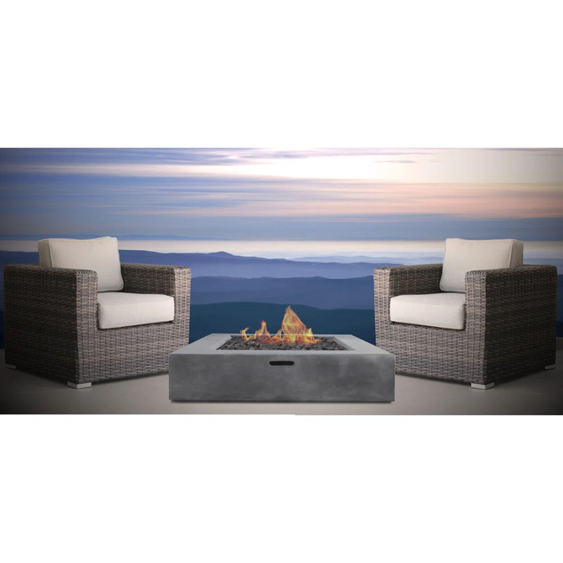 3 Piece Patio Rattan Furniture Set With Cushions Fire Pit - Brown - R&R Furniture Gallery (Fountain Valley, CA)