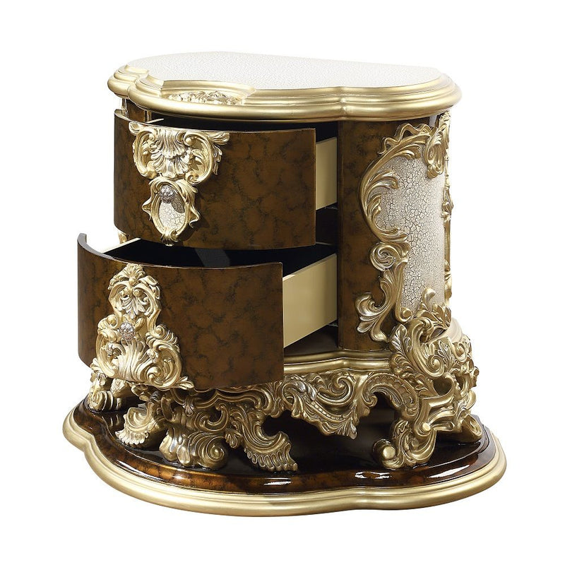 Desiderius - Nightstand - Antique Gold & Hand Painted Brown - R&R Furniture Gallery (Fountain Valley, CA)