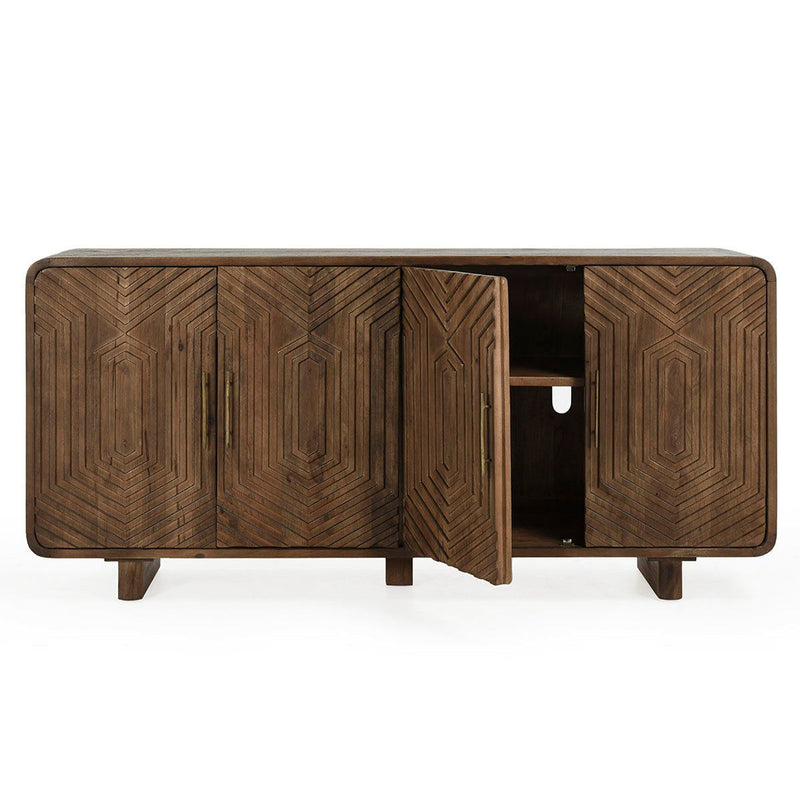 Classic Home Holmes 4-door buffet with wooden finish, featuring ample storage, sleek design, and modern style.