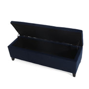 Noble House upholstered storage ottoman bench with soft fabric cushion and wooden legs, ideal for living room or bedroom seating.