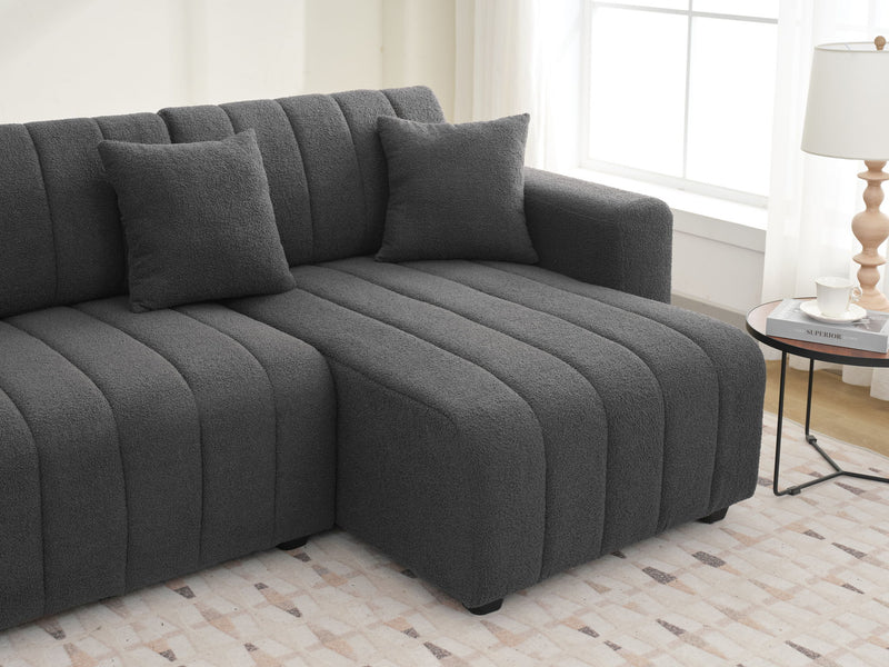 Jessica Lamb Wool Sectional Sofa with Chaise by Urban Retreats, stationary sectional with plush lamb wool upholstery and modern design.