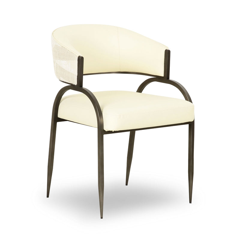 Tatum - Vegan Leather And 2-Tone Jacquard Dining Chair - Cream - R&R Furniture Gallery (Fountain Valley, CA)