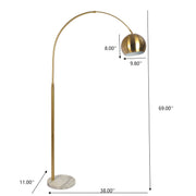 Oasis - Long Arm Gold Adjustable Floor Lamp With Round Marble Base - Gold / White Marble - R&R Furniture Gallery (Fountain Valley, CA)