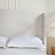 Hannah - Upholstered Wingback Bed Size / Tall Headboard Upholstered King Bed / Premium Textured Look / Minimalist Designs / No Box Spring Needed - R&R Furniture Gallery (Fountain Valley, CA)