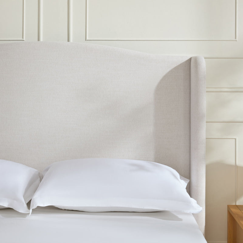 Hannah - Upholstered Wingback Bed Size / Tall Headboard Upholstered King Bed / Premium Textured Look / Minimalist Designs / No Box Spring Needed - R&R Furniture Gallery (Fountain Valley, CA)