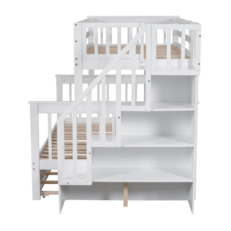 Bunk Bed With Twin Size Trundle, Storage And Guard Rail For Bedroom - R&R Furniture Gallery (Fountain Valley, CA)