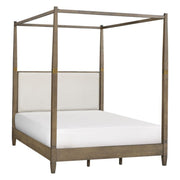 Queen Canopy Bed Frame With Upholstered Headboard - Brown - R&R Furniture Gallery (Fountain Valley, CA)