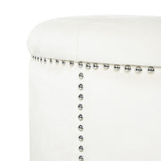 Elegant Round Ottoman Footstool With Studded Rim - R&R Furniture Gallery (Fountain Valley, CA)