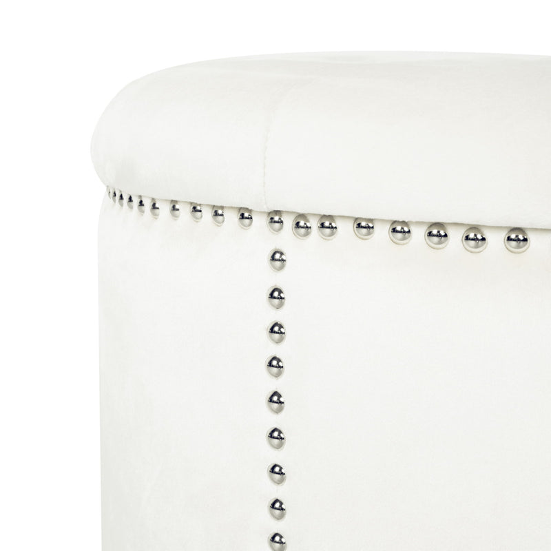 Elegant Round Ottoman Footstool With Studded Rim - R&R Furniture Gallery (Fountain Valley, CA)
