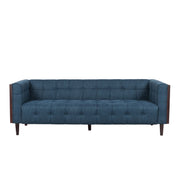 Noble House contemporary mid-century 3-seater sofa with button tufted waffle stitching, stationary design in a stylish living room setting.