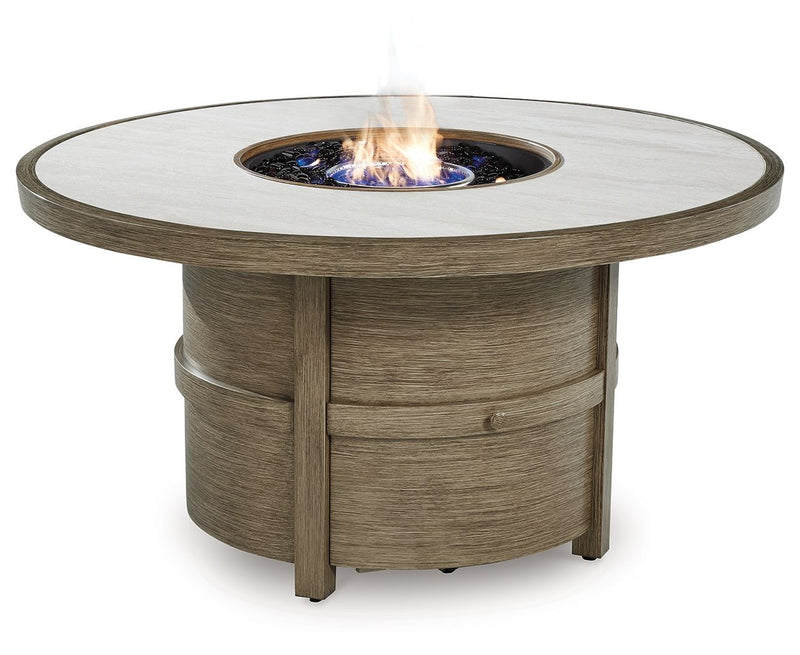 Rainier Ranch - Round Fire Pit Table - Beige - R&R Furniture Gallery (Fountain Valley, CA)