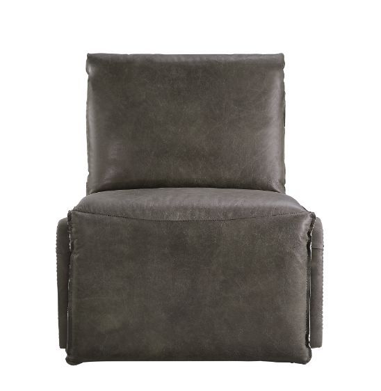 Metier - Power Motion Recliner - Gray Top Grain Leather & Aluminum - R&R Furniture Gallery (Fountain Valley, CA)