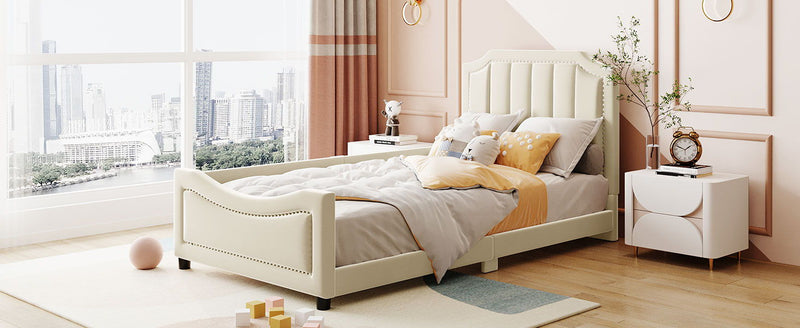 Upholstered Daybed With Classic Stripe Shaped Headboard - R&R Furniture Gallery (Fountain Valley, CA)