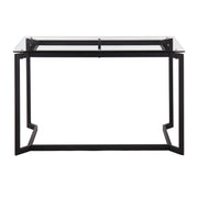 Lumi Source Masters modern office desk with black frame and clear glass top, ideal for writing and workspace organization.