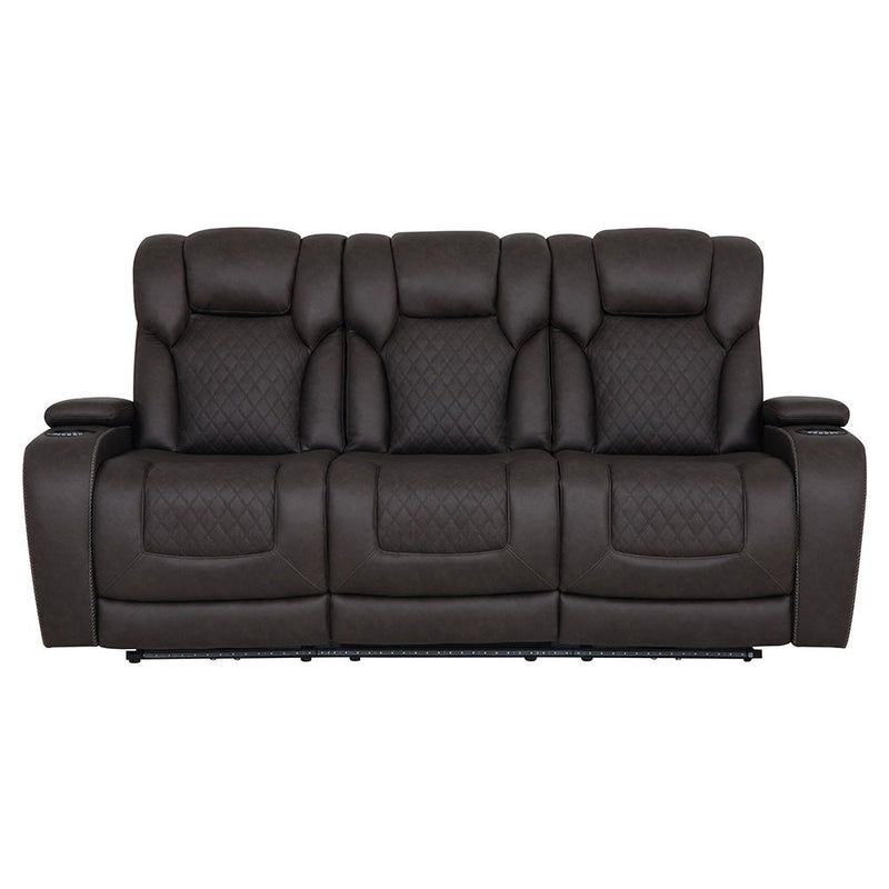 Wendell - Power Motion Sofa With Dropdown Table, Storage, USB & LED - Dark Gray - R&R Furniture Gallery (Fountain Valley, CA)