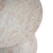Lightweight beige concrete side table with travertine surface, suitable for outdoor and indoor use, by Noble House.