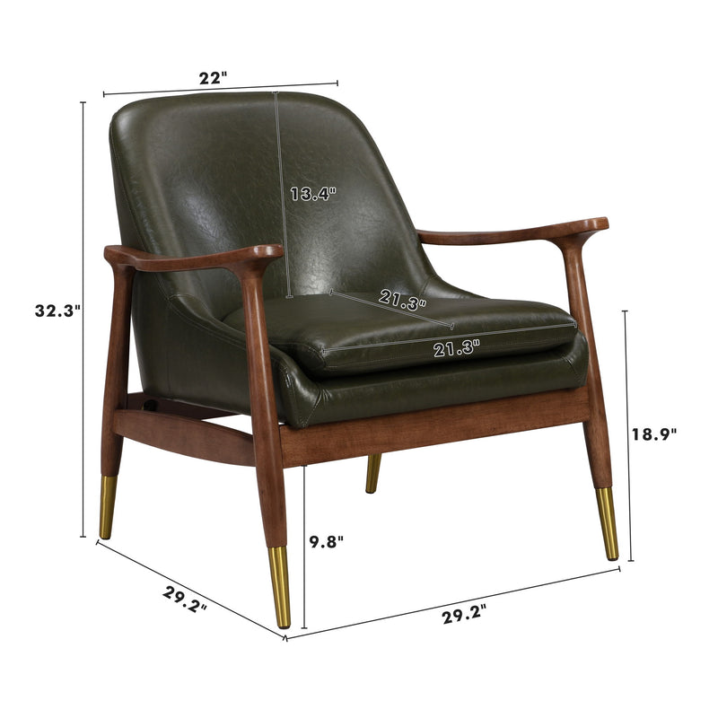 Mid - Century Accent Chair With Cushioned Seat, Brass Tipped Legs - R&R Furniture Gallery (Fountain Valley, CA)