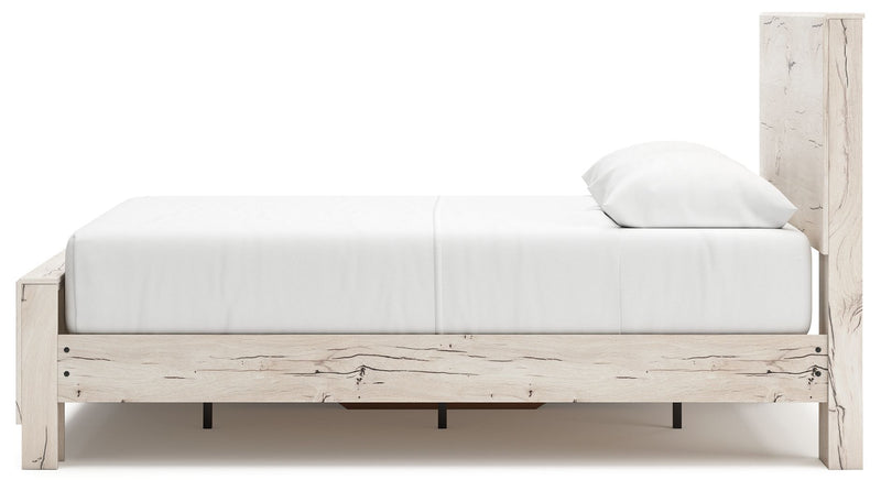 Signature Design by Ashley Lawroy panel bed with built-in storage, showcasing a modern, wooden storage bed with clean lines.