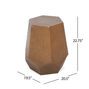 Modern hammered iron geometric end table by Noble House featuring a sleek, contemporary design for stylish living rooms.