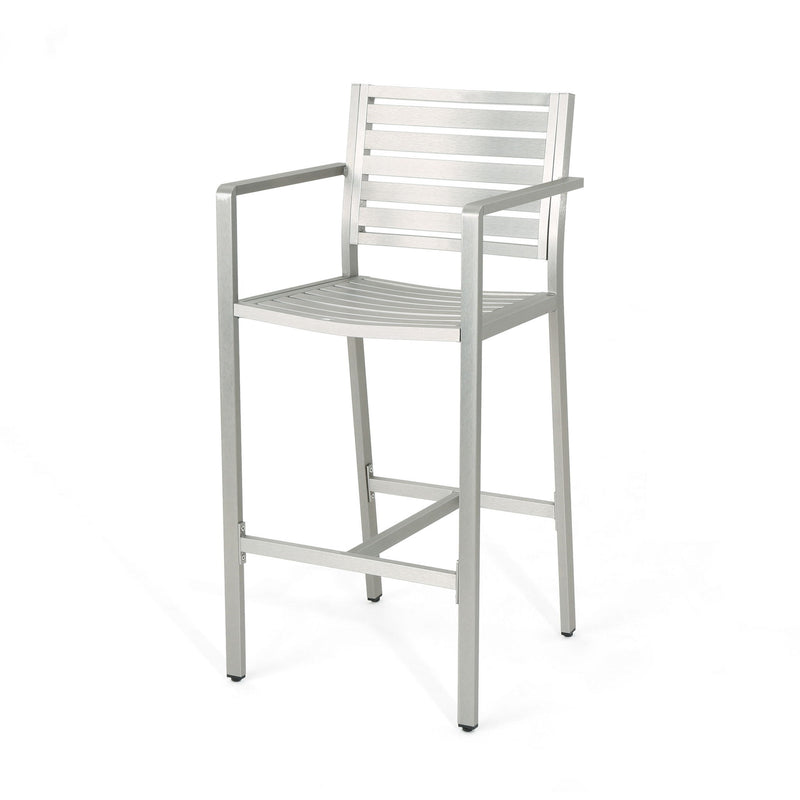 Outdoor Aluminum Rust Proof Barstools (Set of 2) - Silver - R&R Furniture Gallery (Fountain Valley, CA)