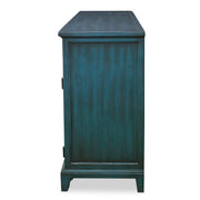 Uttermost Oksana wooden credenza in green with sleek design and natural wood finish, featuring cabinet doors and modern hardware.