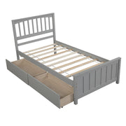 DreamHaus platform storage bed with two built-in drawers, featuring a modern design and sturdy wood construction.