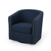 Modern upholstered Noble House swivel club chair with nailhead trim, featuring plush fabric and a rotating base for stylish comfort.