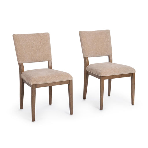 Set of two Classic Home Arima dining chairs with wooden legs and upholstered seats, stylish and comfortable for dining rooms.
