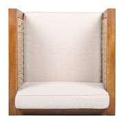 Noble House outdoor club arm chair with rope armrests and cushions, designed for patio or garden relaxation.