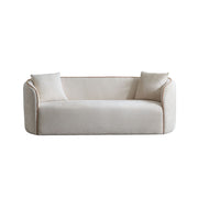 Noble House Coral curved 3-seater stationary sofa with plush upholstery and modern design, perfect for contemporary living rooms.