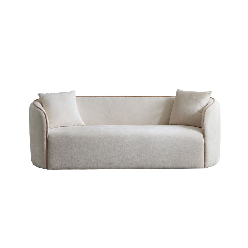 Noble House Coral curved 3-seater stationary sofa with plush upholstery and modern design, perfect for contemporary living rooms.