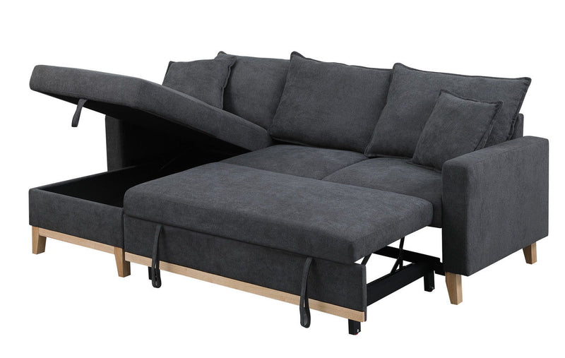 Colton - Reversible Sleeper Sectional Sofa With Storage Chaise - Dark Gray - R&R Furniture Gallery (Fountain Valley, CA)