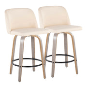 Toriano - Contemporary Fixed Height Counter Stool With Swivel & Round Footrest (Set of 2) - R&R Furniture Gallery (Fountain Valley, CA)